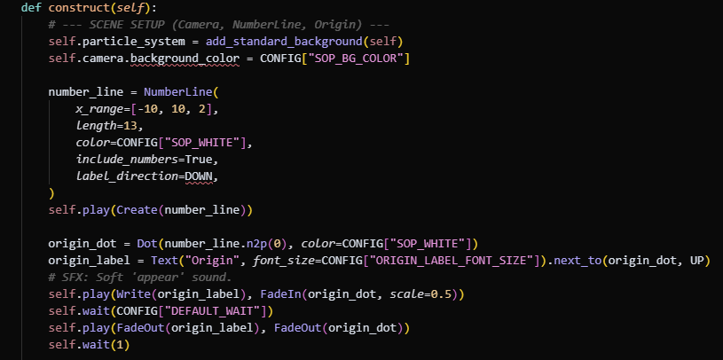 Screenshot of Manim animation code